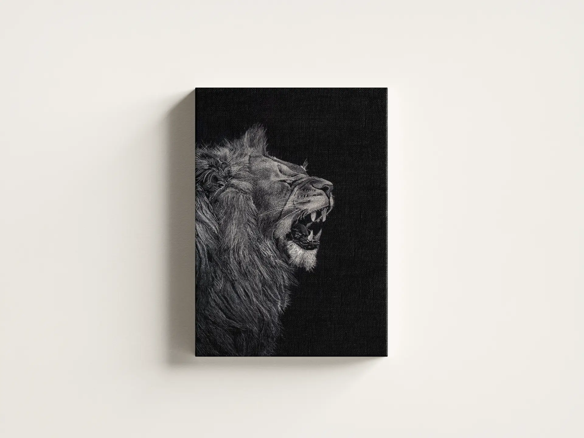 Lion in Zion — scratchboard artwork by Aaron Stan