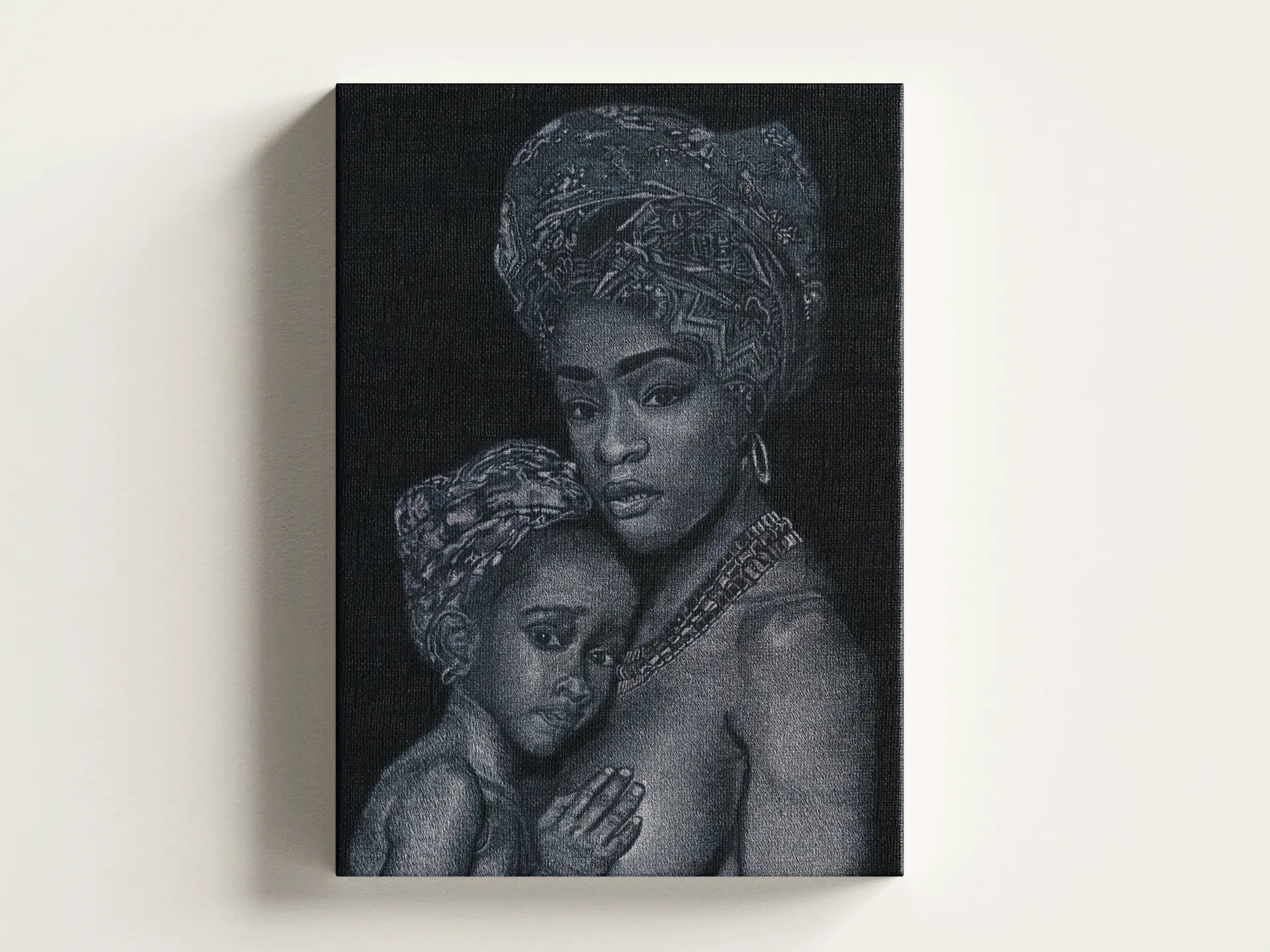 A Mother's Love — scratchboard artwork by Aaron Stan