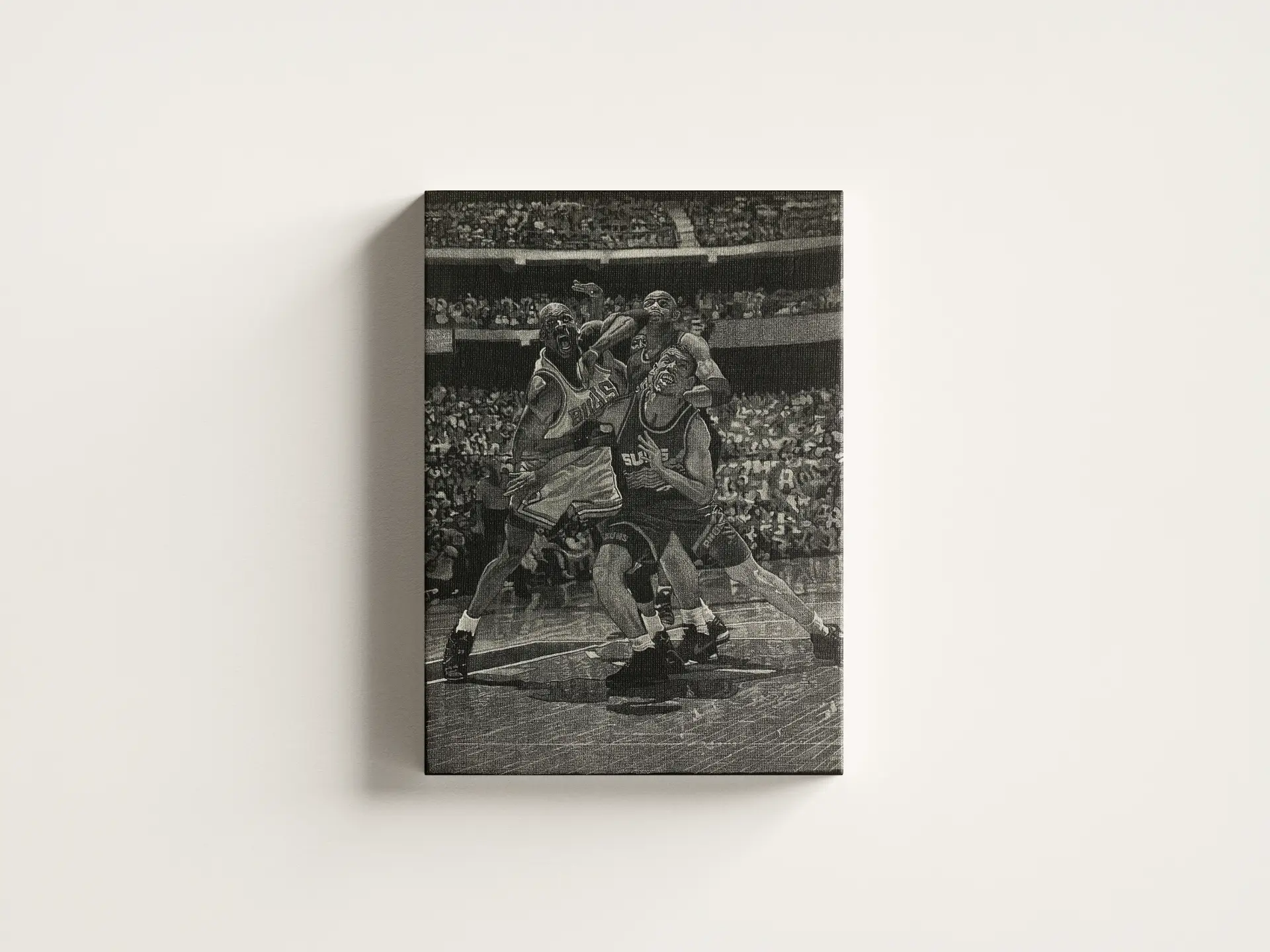 Game One — scratchboard artwork by Aaron Stan